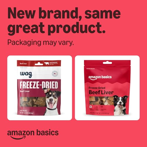 Amazon Basics Freeze-Dried Raw Single Ingredient Dog Treats (Previously Wag), Beef Liver, High Protein, Grain-Free, 3.3 Ounce (Pack of 1), Packaging may vary view 2