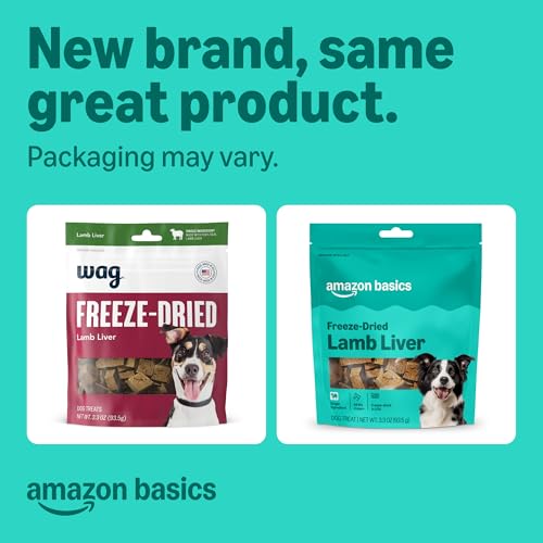Amazon Basics Freeze-Dried Raw Single Ingredient Dog Treats, Lamb Liver, High Protein, Healthy Training Treats or Meal Topper for all Dogs, Grain-Free, 3.3oz (Previously Wag) view 2