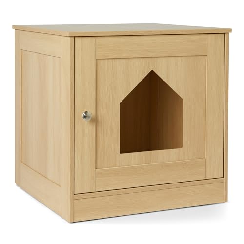 Amazon Basics Furniture-Style Cat Litter Box Enclosure, Oak