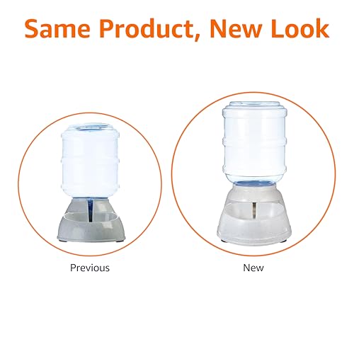 Amazon Basics Gravity Pet Water Dispenser for Cat, Dog, 1 gallon Capacity, Small, Gray