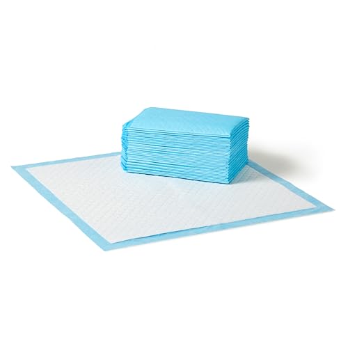 Amazon Basics Heavy Duty Absorbent Dog and Puppy Pee Pads with 5-Layer Leak-Proof Design and Quick-Dry Surface for Potty Training, Regular Size, 24 x 23 Inches, Blue & White, 20-Count