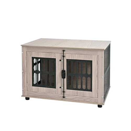 Amazon Basics Heavy Duty Dog Crate Furniture for Small to Medium Dogs, Wooden Dog House Dog Kennel Cage Indoor with Safety Lock, 38.5" L x 26.8" W x 25.6" H