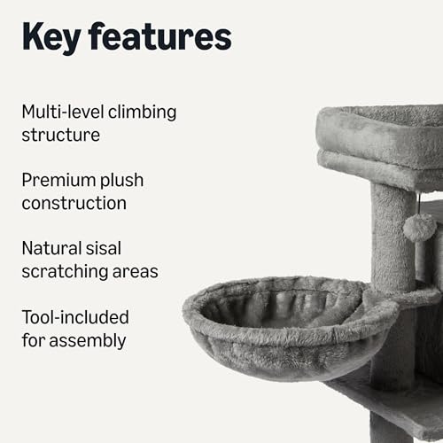 Amazon Basics Indoor Cat & Kittens Multi-Level Climbing Activity Tower with Scratching Posts, 2 Condos, FSC Certified, M - 31.1" (78.9cm) H, Grey view 2
