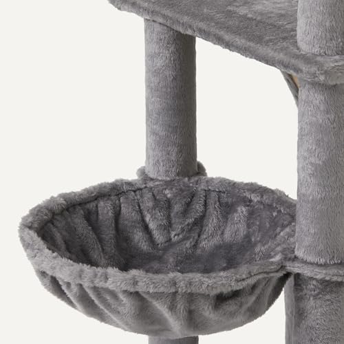Amazon Basics Indoor Cat & Kittens Multi-Level Climbing Activity Tower with Scratching Posts, FSC Certified, 60.1" (152.7cm) H, Grey view 3