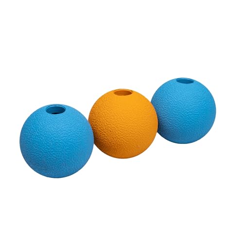Amazon Basics Interactive Bouncy Durable Rubber Dog Toy Balls, 2.5 inch, Blue, Orange, Pack of 3
