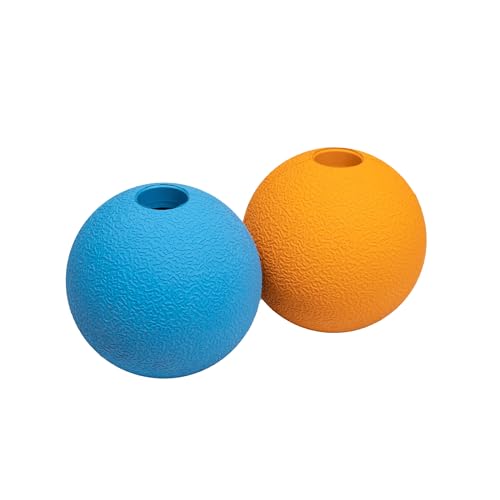 Amazon Basics Interactive Bouncy Durable Rubber Dog Toy Balls, 3 inch, Blue, Orange, Pack of 2