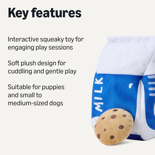 Amazon Basics Interactive Dog Squeak Toys with 1 Milk Carton and 4 Cookies, Ideal for Puppies, Small and Medium Dogs, Soft Plush for Fetch and Cuddling view 2