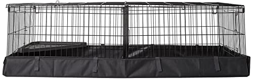 Amazon Basics Leakproof Canvas Bottom Guinea Pig Cage, Easy to Clean Small Animal Habitat with Divider Set, Indoor/Outdoor, Portable, No Tools Needed, 47.6"L x 24.2"W x 14"H, Black view 2