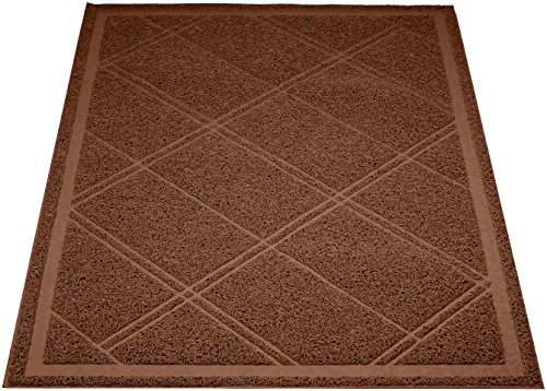 Amazon Basics Less-Mess Cat Litter Box Mat, 24" x 35", Unscented, Brown