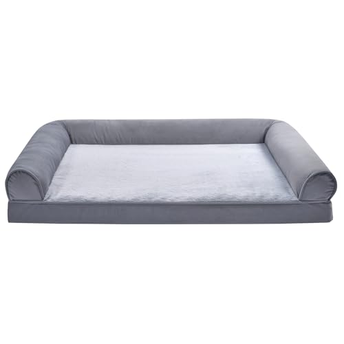 Amazon Basics Living Room Couch Dog Bed with Premium Foam, Pressure-Relief Support for Dogs up to 90lbs, Machine Washable Cover, Extra Large Sized (44" x 35"), Grey