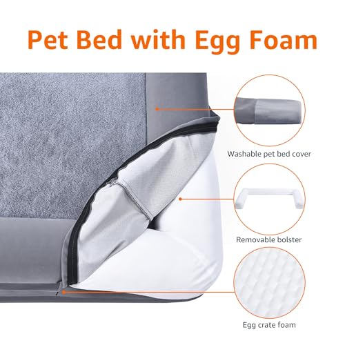 Amazon Basics Living Room Couch Dog Bed with Premium Foam, Pressure-Relief Support for Dogs up to 90lbs, Machine Washable Cover, Extra Large Sized (44" x 35"), Grey