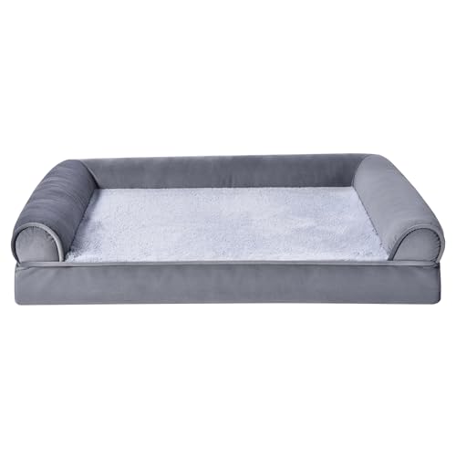 Amazon Basics Living Room Couch Dog Bed with Premium Foam, Pressure-Relief Support for Dogs up to 30lbs, Machine Washable Cover, Medium Sized (30" x 20"), Grey
