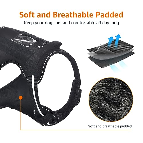 Amazon Basics No Pull Dog Harness, Adjustable Front Clip, Tactical Vest, Large, Black