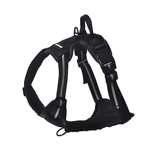 Amazon Basics No-Pull Dog Harness, Adjustable Soft Padded Vest with Reflective Stripes, Medium, Black