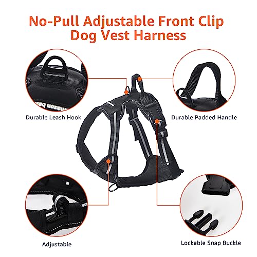Amazon Basics No-Pull Dog Harness, Adjustable Soft Padded Vest with Reflective Stripes, Medium, Black