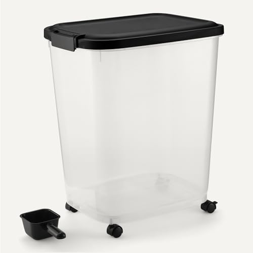 Amazon Basics Pet Food Storage Container with Rolling Wheels, BPA-Free, Detachable Scoop, 50lbs Capacity view 3