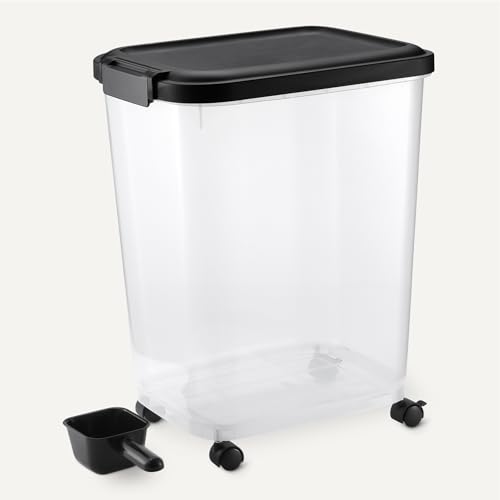 Amazon Basics Pet Food Storage Container with Wheels, BPA-Free, Detachable Scoop, 30lbs Capacity, Reliable Seal view 3