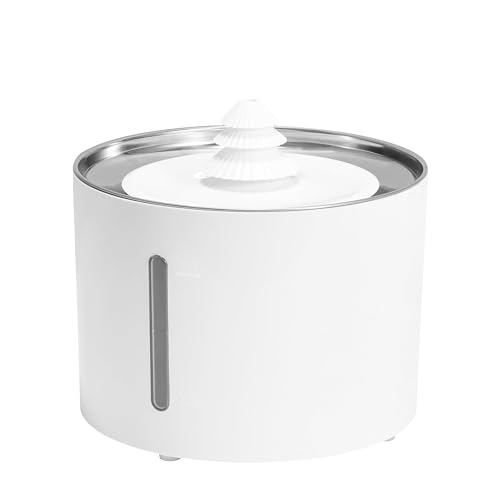 Amazon Basics Pet Water Fountain with Stainless Steel Top, 3L ,White (3 Filters included)
