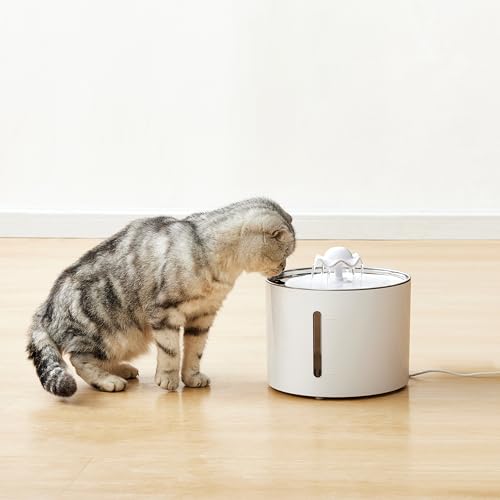 Amazon Basics Pet Water Fountain with Stainless Steel Top, 3L ,White (3 Filters included)