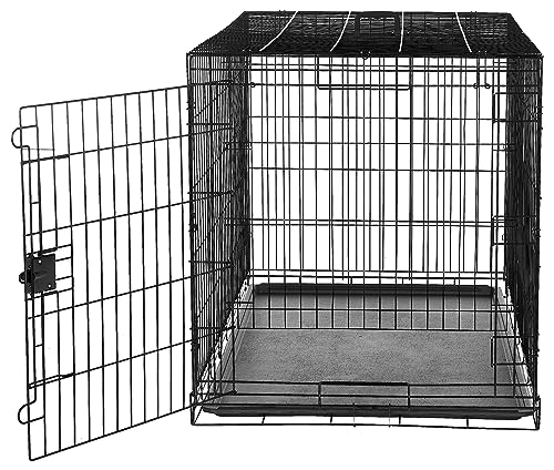 Amazon Basics Portable, Foldable Metal Wire Dog Crate with Removable Tray, Divider Panel, Easy to Assemble, for Large Dogs, 48 x 30 x 32.5 in, Black view 3