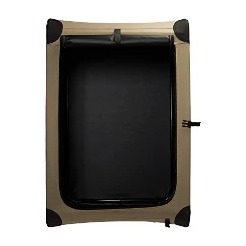 Amazon Basics Portable Folding Soft Dog Crate for Cat, Dog, Rabbit, Double Door with Mesh Ventilation, Collapsible, Easy to Set Up, Large 36" x 24" x 24", Tan view 3