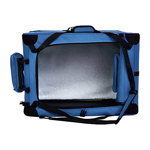 Amazon Basics Portable Soft Pet Dog Crate Carrier Kennel, Foldable, Washable, Up to 25 lbs, 26 x 18 x 18 inches, Blue view 3