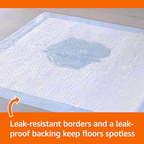Amazon Basics Puppy Pads with Quick-Dry 5-Layer Leak-Proof Design for Potty Training, X-Large Size 28 x 34 Inch, Pack of 40, Blue & White