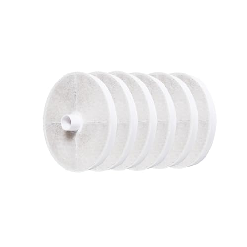Amazon Basics Replacement Filters for 3L Pet Water Fountain, Pack of 6, White