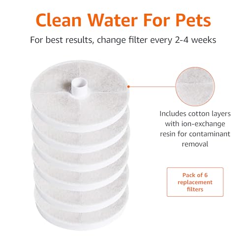 Amazon Basics Replacement Filters for 3L Pet Water Fountain, Pack of 6, White view 2