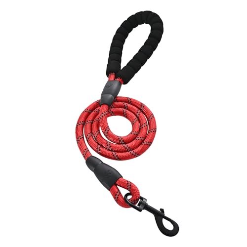 Amazon Basics Round Dog Leash, Heavy Duty, Durable Rope for Small, Medium, and Large Dogs, Lightweight Design for Walking, Training, and Outdoor Activities, Red, 4 Ft