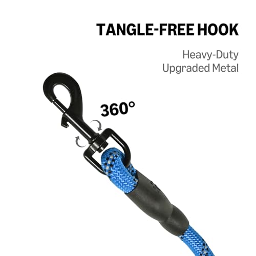 Amazon Basics Round Dog Leash, Heavy Duty, Durable Rope for Small, Medium, and Large Dogs, Lightweight Design for Walking, Training, and Outdoor Activities, Blue, 4 Ft
