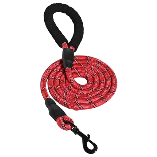 Amazon Basics Round Dog Leash, Heavy Duty, Durable Rope for Small, Medium, and Large Dogs, Lightweight Design for Walking, Training, and Outdoor Activities, Red, 6 Ft