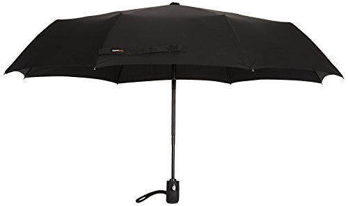 Amazon Basics Round Travel Umbrella for Rain, Compact Umbrella with Auto Open/Close, Strong Alloy Steel Frame, Compact Size for Backpacks/Handbags (11" Long When Closed), One Size, Black view 3
