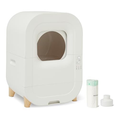 Amazon Basics Self-Cleaning Cat Litter Box with Safety Sensors, Removable Washable Liner