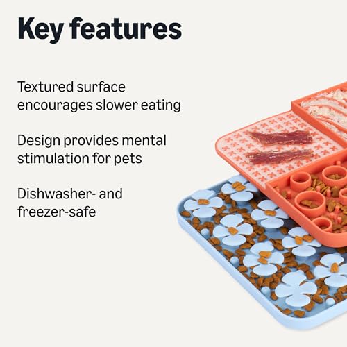 Amazon Basics Silicone Dog Feeding Mats, Slow Feeder Puzzle Lick Mats for Dogs and Cats, 2 Pack view 2