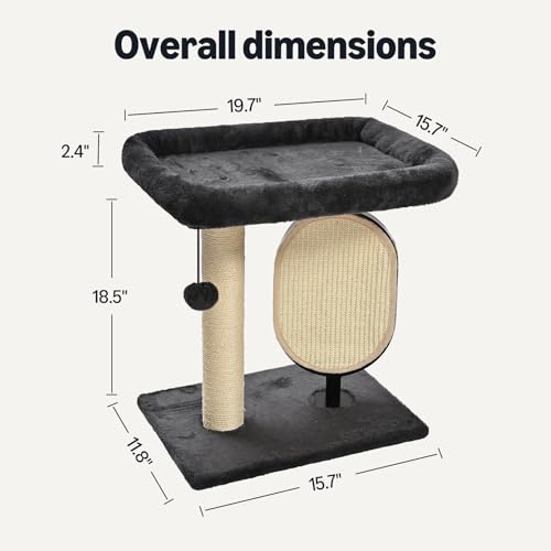 Amazon Basics Single-Platform Cat Tree with Scratching Post and Pad for Indoor Cats, 15.7 x 11.8 x 18.5'', Gray view 2