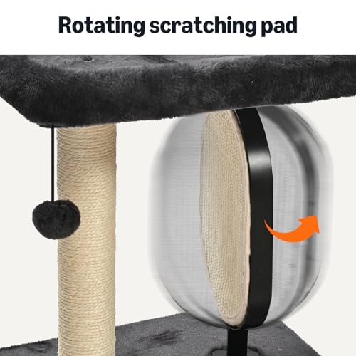 Amazon Basics Single-Platform Cat Tree with Scratching Post and Pad for Indoor Cats, 15.7 x 11.8 x 18.5'', Gray view 3