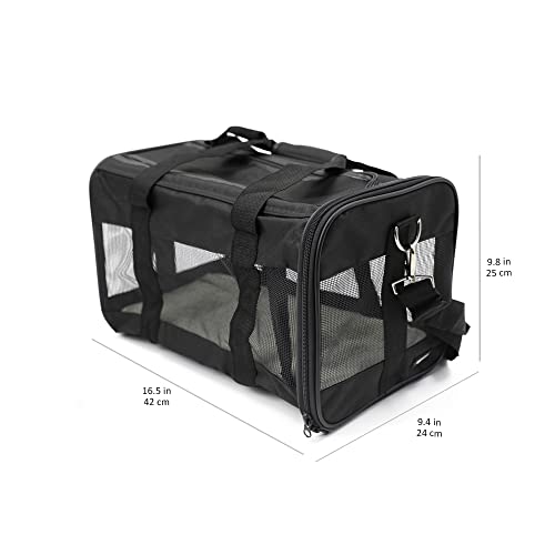 Amazon Basics Soft-Sided Mesh Pet Travel Carrier for Dog, Cat, up to 16 pounds, 16.5" L x 10.6" W x 11" H, Black