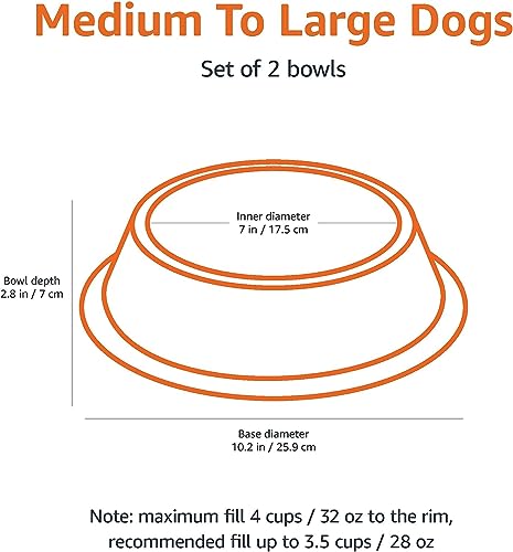 Amazon Basics Stainless Steel Dog Bowl, Single