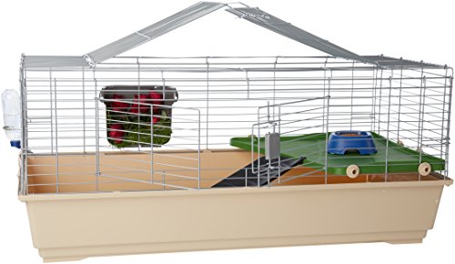 Amazon Basics Top Access Small Animal Habitat for Rabbit, Guinea Pig, Ferret & Chinchilla with Accessories, Jumbo, 48.6"L x 26.6"W x 20.6"H, Multicolor