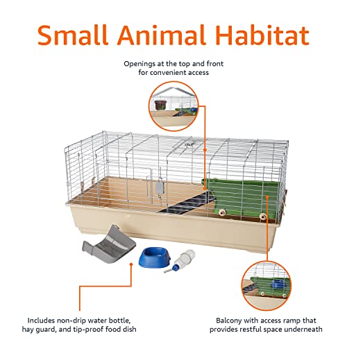 Amazon Basics Top Access Small Animal, Rabbit & Guinea Pig Cage, Ferret Cage Habitat With Accessories, Jumbo, Multicolor, 48.6"L x 26.6"W x 20.6"H