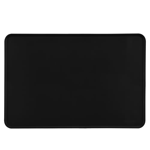 Amazon Basics Waterproof Non-Slip Silicone Pet Feeding Mat with Raised Edges, Prevents Spills, Easy to Clean, Protects Floors for Cat & Dog Food and Water Bowls, 24 x 16 Inches, Black