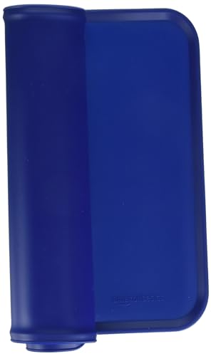 Amazon Basics Waterproof Non-Slip Silicone Pet Feeding Mat with Raised Edges, Prevents Spills, Easy to Clean, Protects Floors for Cat & Dog Food and Water Bowls, 18.5 x 11.5 Inches, Blue view 2