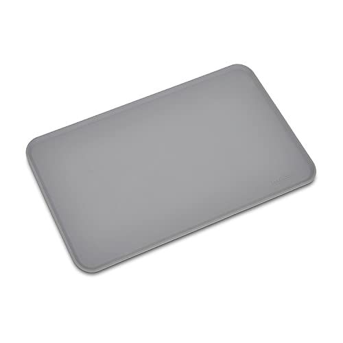Amazon Basics Waterproof Non-Slip Silicone Pet Feeding Mat with Raised Edges, Prevents Spills, Easy to Clean, Protects Floors for Cat & Dog Food and Water Bowls, 18.5 x 11.5 Inches, Gray, 2-Pack view 3