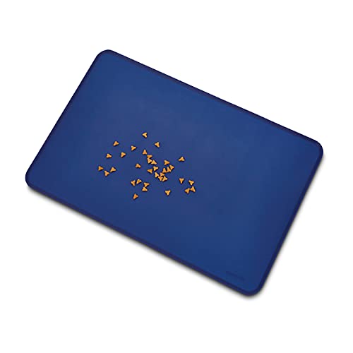 Amazon Basics Waterproof Non-Slip Silicone Pet Feeding Mat with Raised Edges, Prevents Spills, Easy to Clean, Protects Floors for Cat & Dog Food and Water Bowls, 24 x 16 Inches, Blue view 3