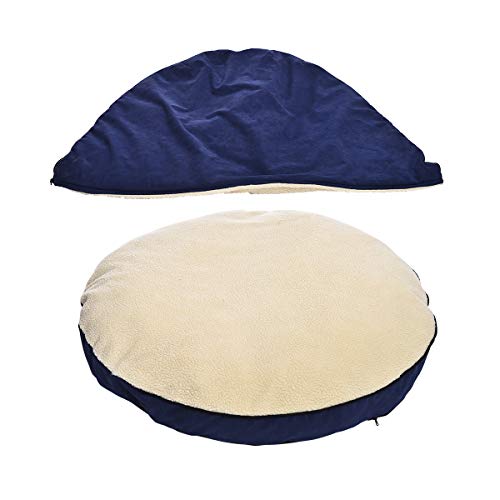 AmazonBasics Pet Cave Bed for Dogs and Cats, with Removable Nesting Cave Cover, Fits up to 30lbs Pets, 35 x 35 x 13 inches, Blue view 3
