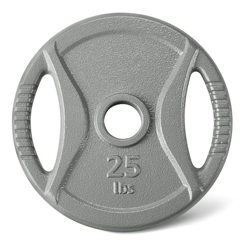 Amazon Basics 2-Inch Olympic Grip Weight Plates, 25lb, Single