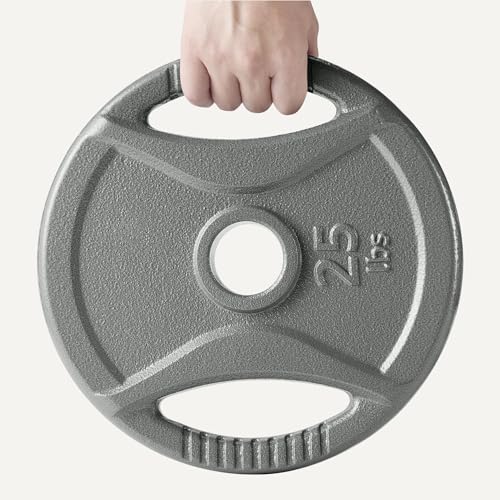 Amazon Basics 2-Inch Olympic Grip Weight Plates, 25lb, Single view 3