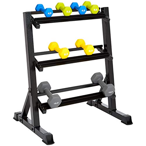 Amazon Basics 3 Tier Dumbbell Weight Rack - 32 x 24 x 36 Inches, Black