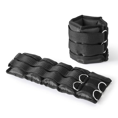 Amazon Basics Adjustable Ankle Weights, 5 Pound Set (2.5 Pounds Each), Black